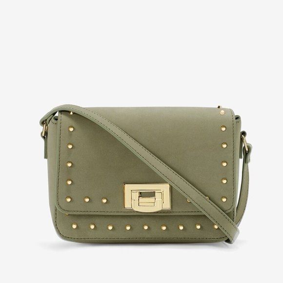 White House Black Market Handbags - *2 for $25* Military Green Studded Leather Crossbody Bag
